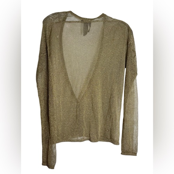 Chic Gold Open-Front Cardigan - Picture 2 of 5